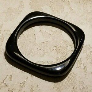 80s Lucite Square Black Bangle Bracelet